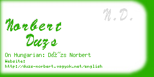 norbert duzs business card